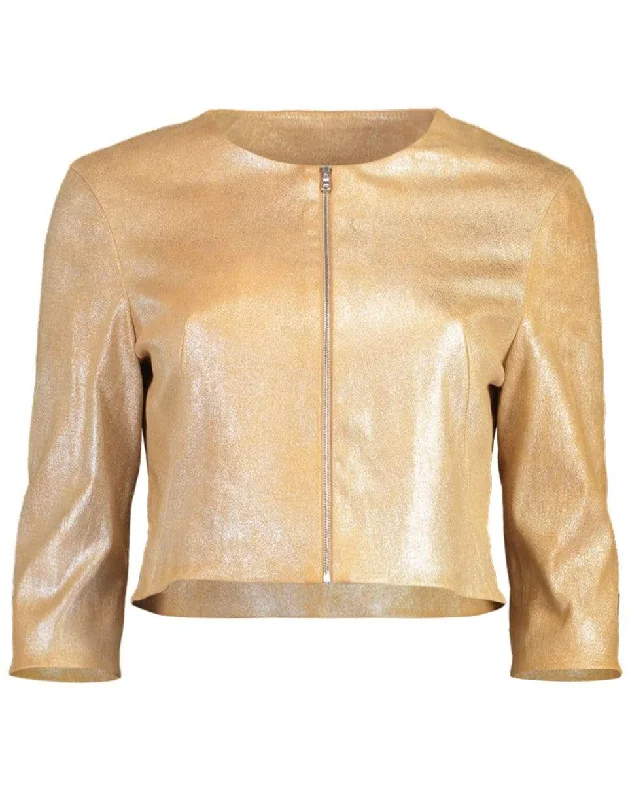 Stretch Leather Cardigan Jacket - Suede