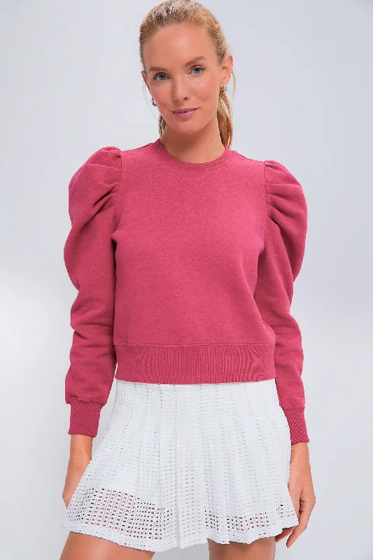 Heathered Red Puff Sleeve Maisie Pullover