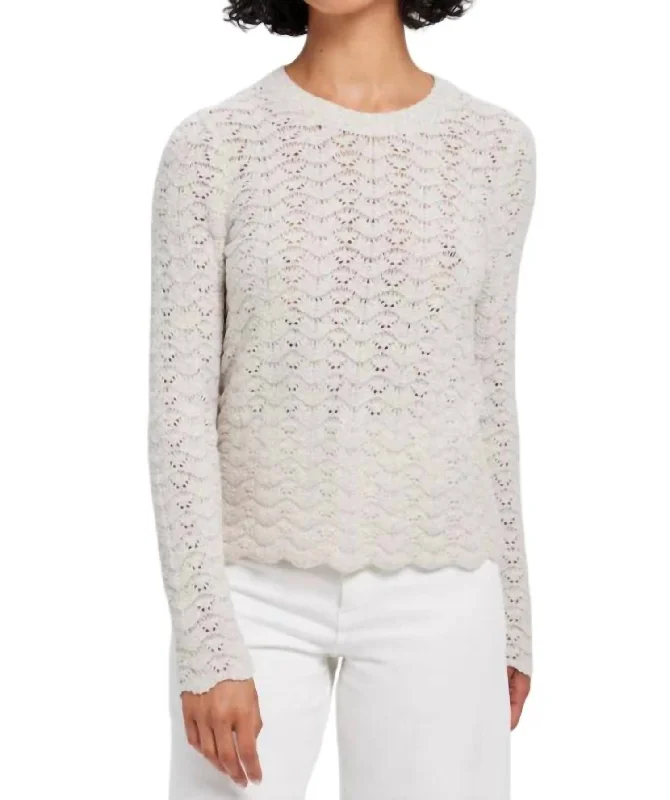 Knit Boucle Crew Sweater In Sand