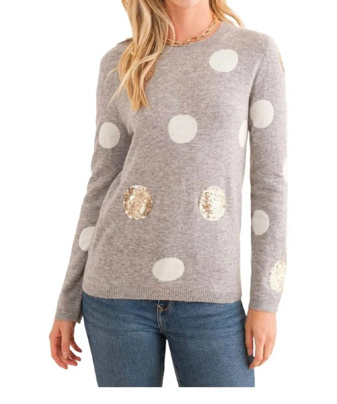 Polka Dots & Moonbeams Sweater In Grey