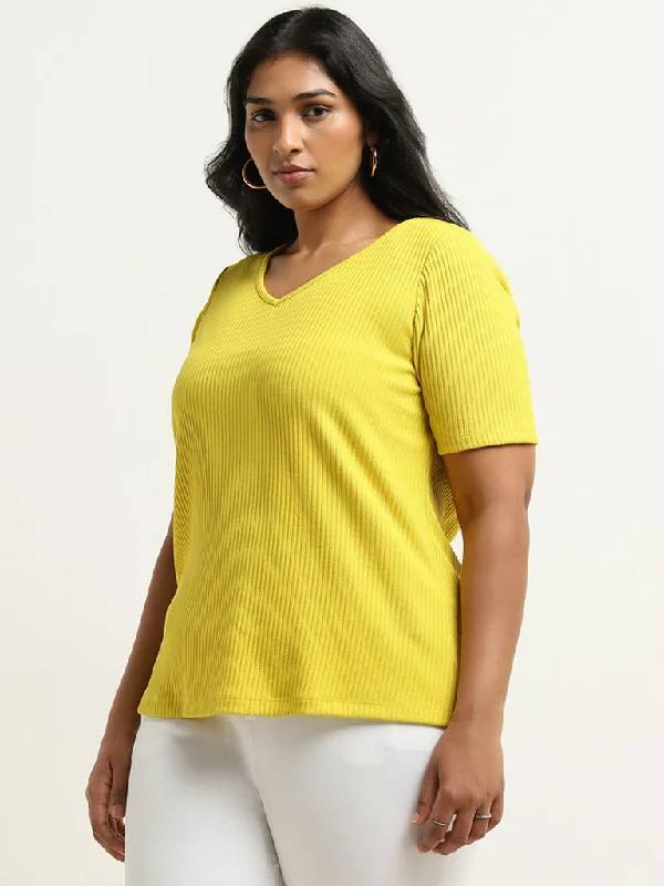 Gia Yellow Ribbed T-Shirt