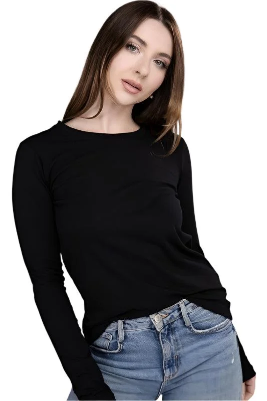 Cotton Crew Neck Long Sleeve T-Shirt