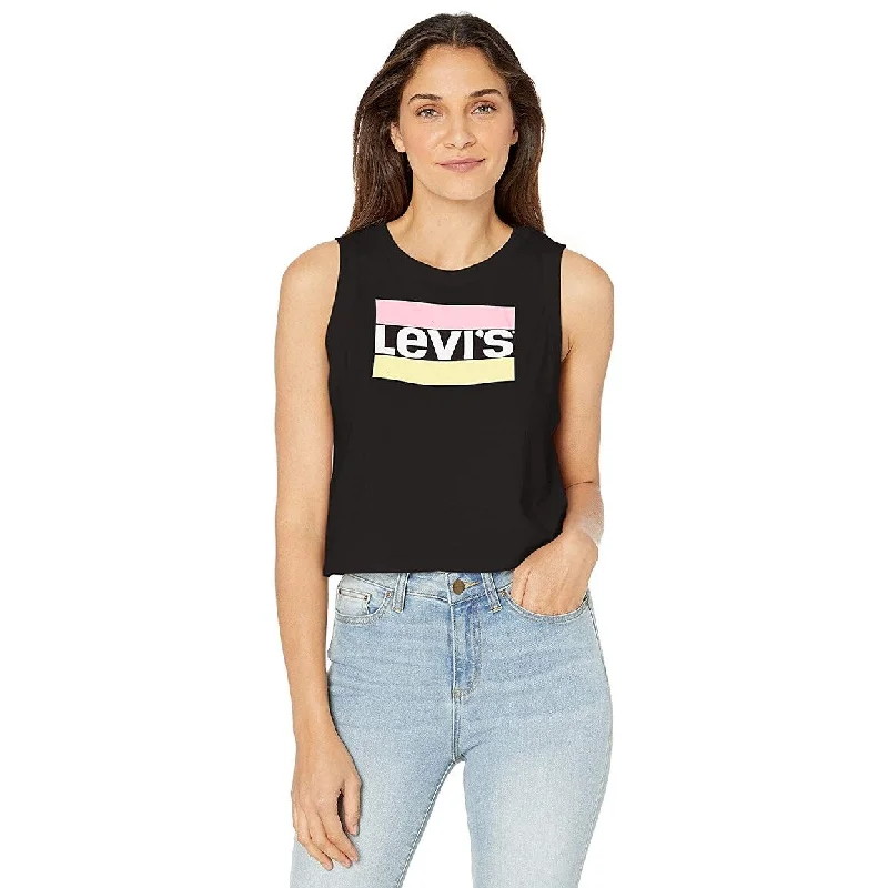 Levi's Women's Logo Crop Tank Black Size Large