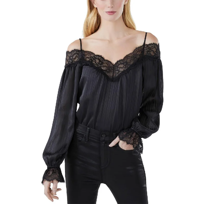 Womens Off The Shoulder Lace Trim Bodysuit