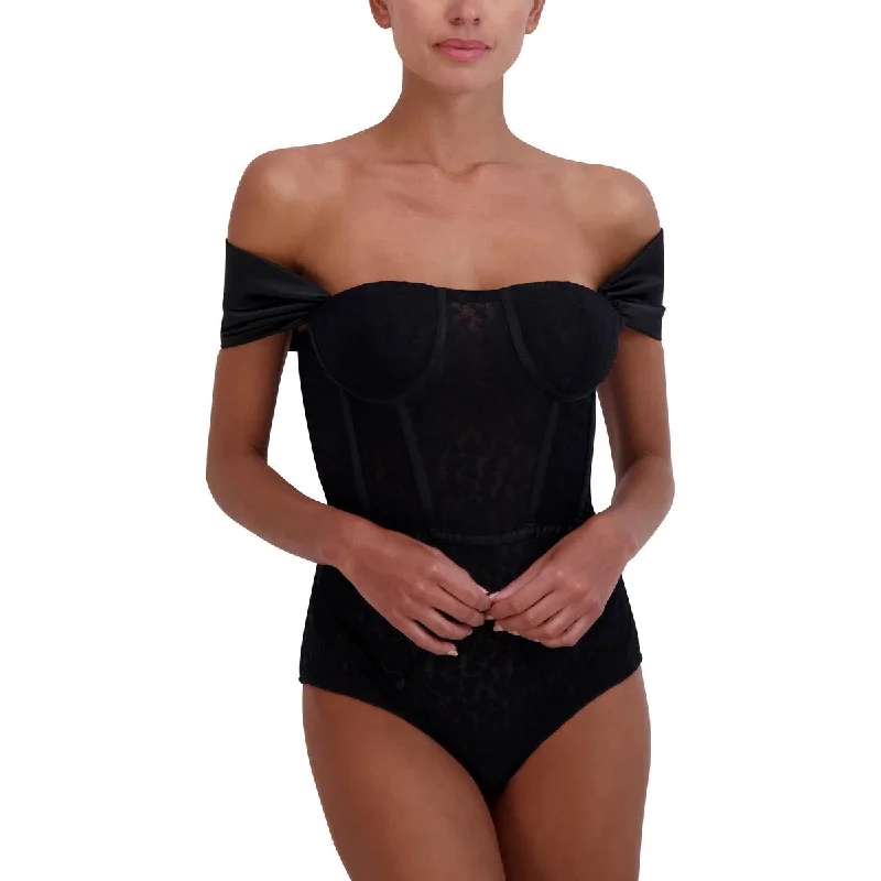 Womens Lace Off-the-Shoulder Bodysuit